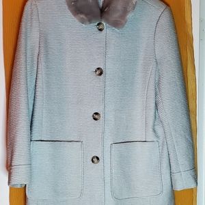 Lauren Conrad Runway Collection Wool Coat w/Faux Fur Detachable Collar XXL